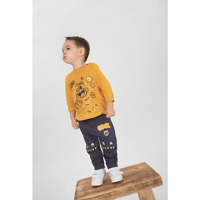 Pantalon de jogging en molleton slub avec découpes forme monstres 