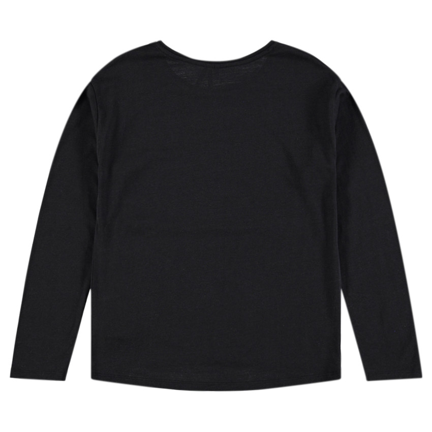 Junior - T-shirt manches longues noir avec texte printé 