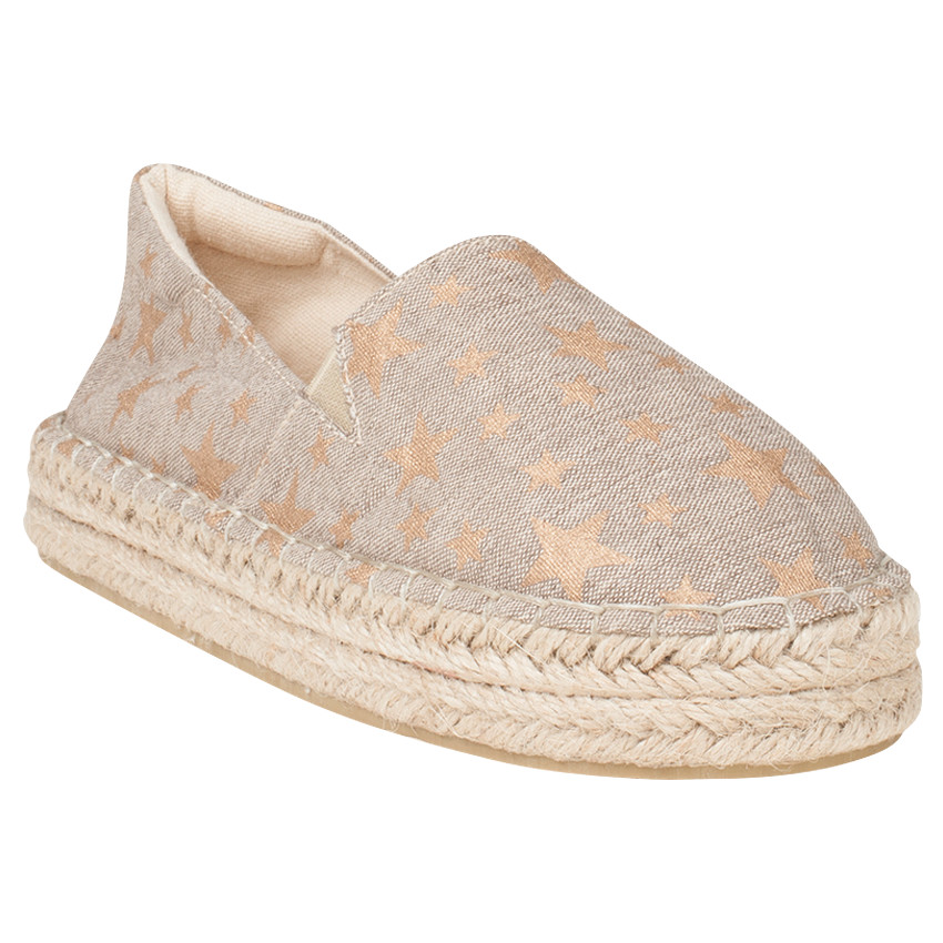 Espadrilles en toile imprimées étoiles dorées 