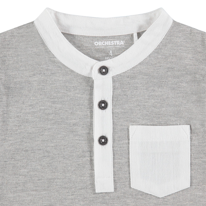 Tee-shirt manches courtes en jersey avec col fantaisie et poche 