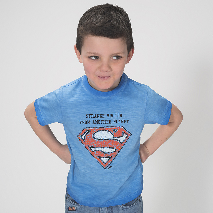 Tee-shirt manches courtes effet tie and dye avec print logo Warner Superman  