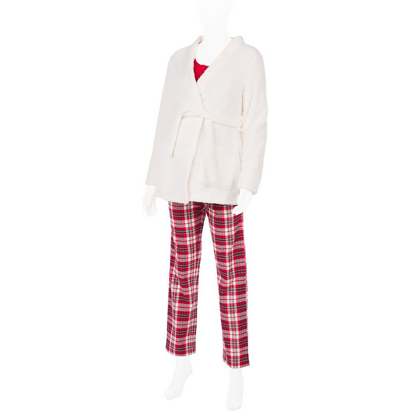 Peignoir de grossesse en sherpa avec ceinture 