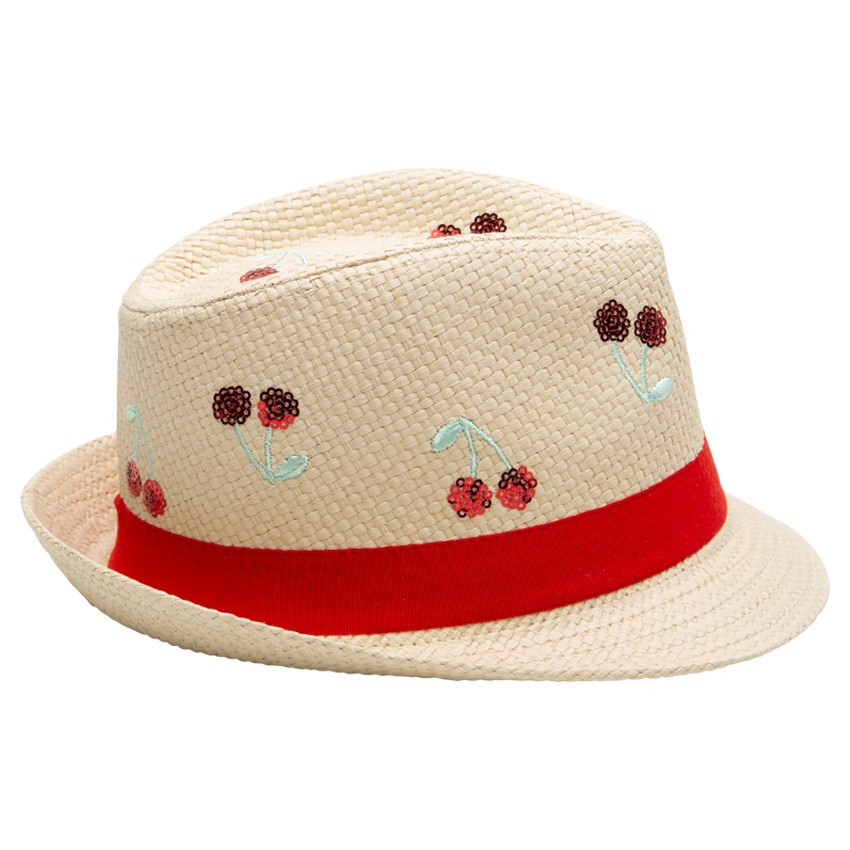 Borsalino effet paille avec cerises brodées 