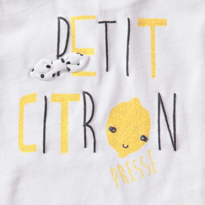 Ensemble débardeur en jersey avec message printé et bermuda jaune à pois 