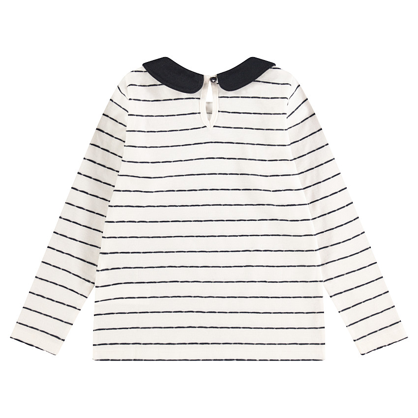Tee-shirt manches longues rayé avec col Claudine 