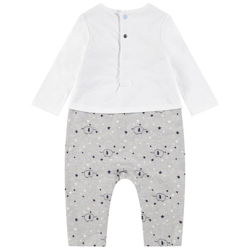 Combinaison longue en jersey avec éléphants printés 