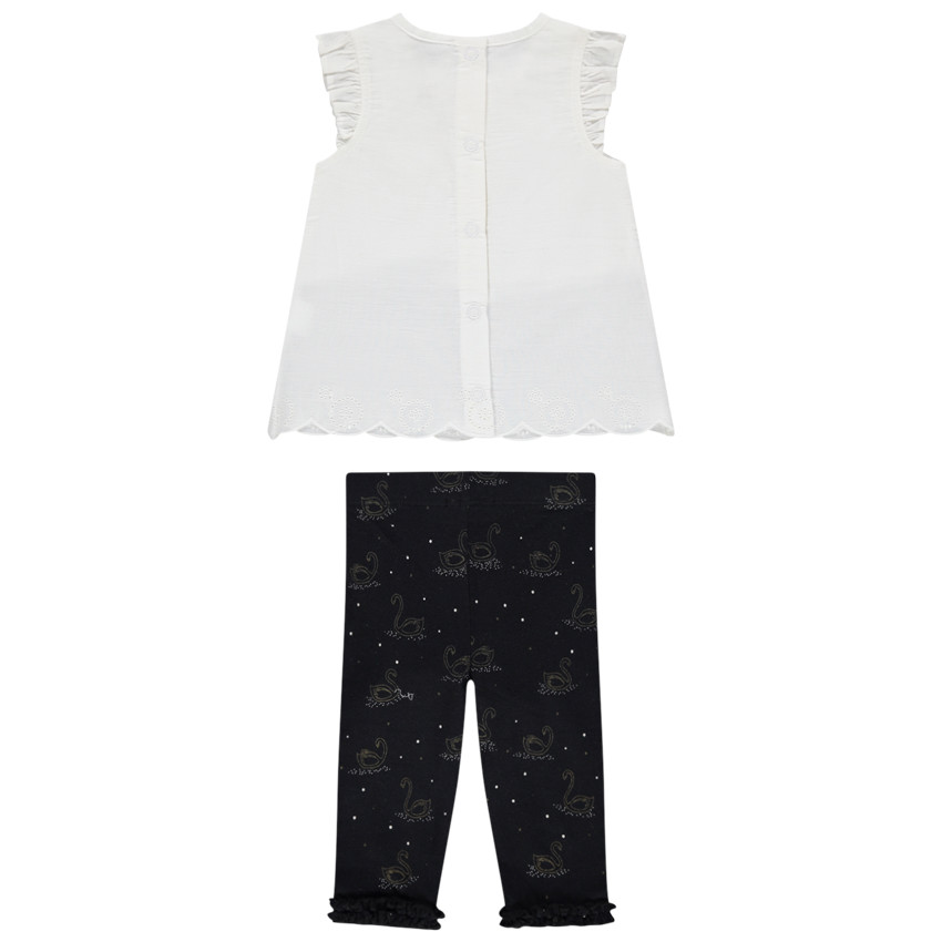 Ensemble tunique et legging imprimés cygnes 