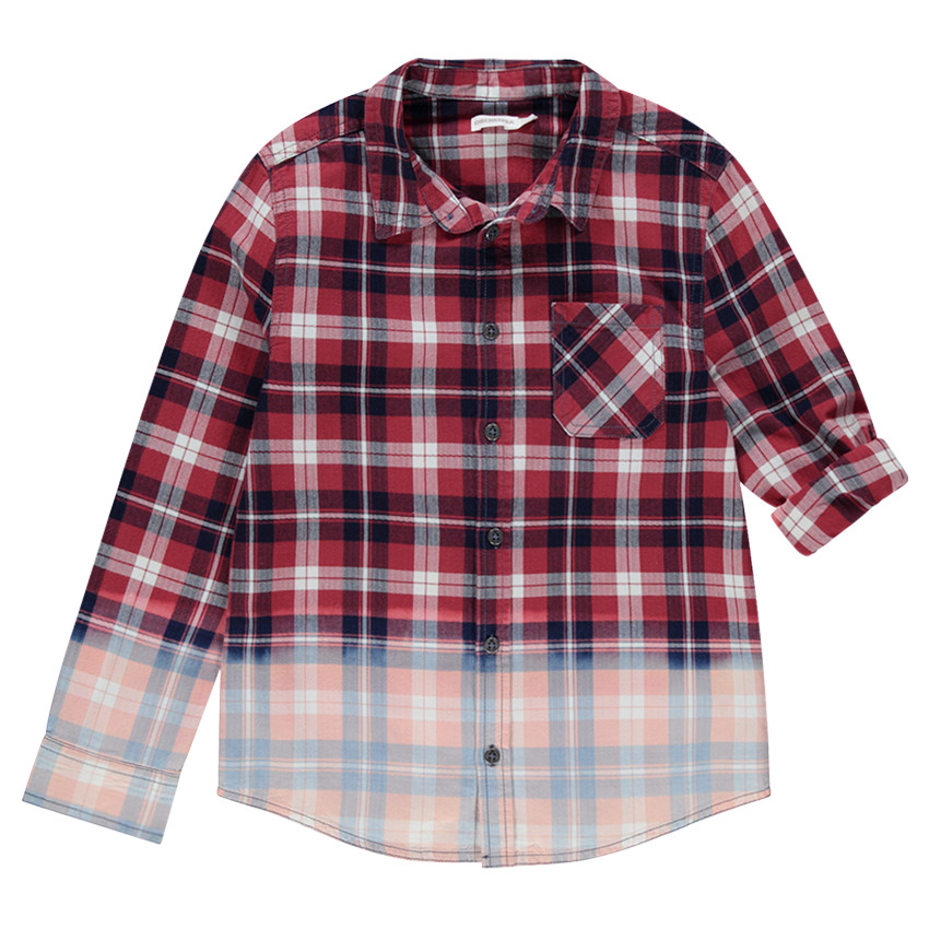 Junior - Chemise manches longues à carreaux effet tie and Dye 