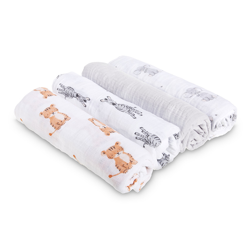 Lot de 4 maxi-langes aden by aden+anais® - Safari Babies 