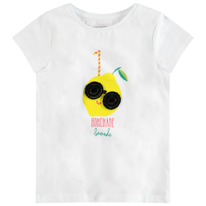 Tee-shirt manches courtes en jersey avec motif fantaisie en relief 