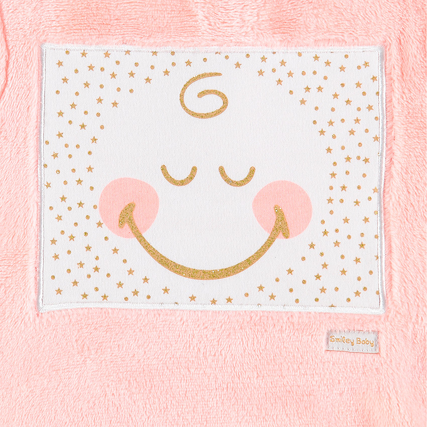 Pyjama en sherpa et velours avec Smiley patché et rayures contrastées 