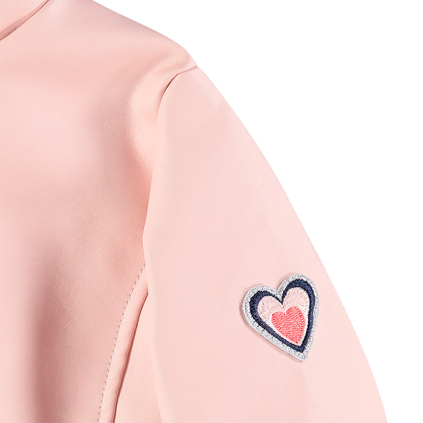 Veste en simili cuir style motard avec doublure en satin imprimé 