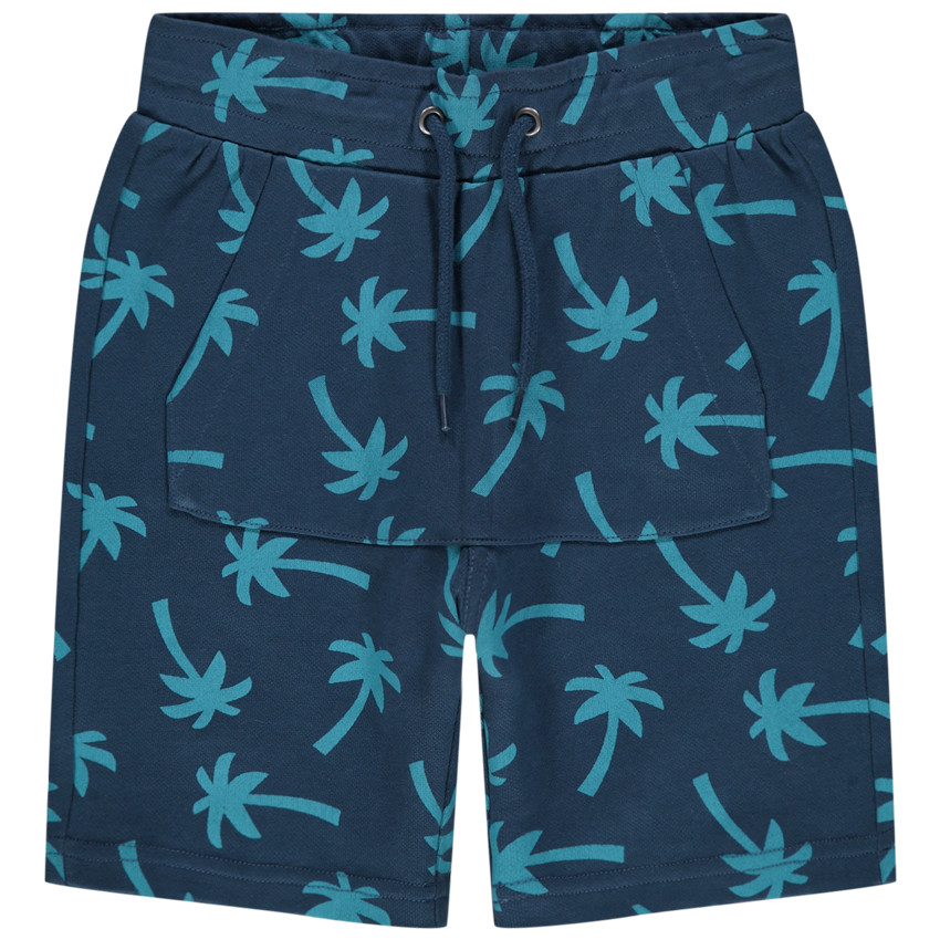 Bermuda imprimé palmiers all-over avec poche kangourou 