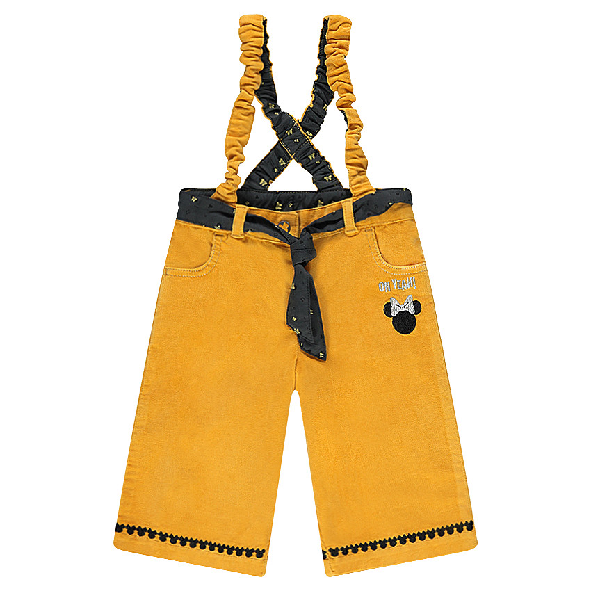 Pantalon large en velours avec bretelles élastiquées et broderie Disney Minnie 