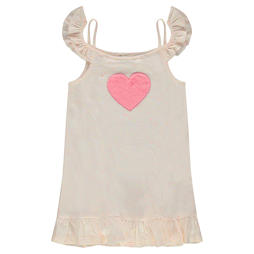 Tunique en maille effet neps avec coeur sherpa et épaules ajourées 