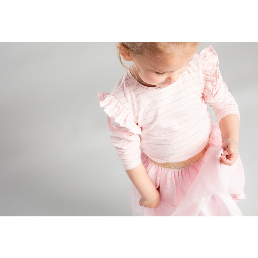 Tee-shirt manches longues en jersey à fines rayures dorées 