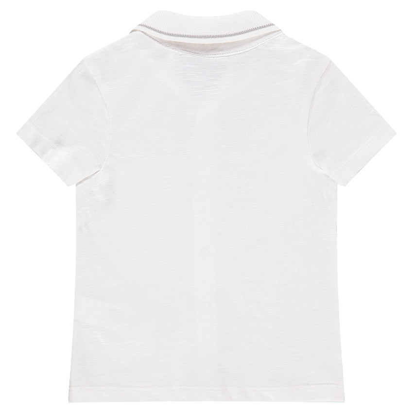 Polo manches courtes en jersey slub avec print cactus 