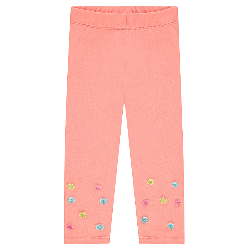 Legging mi-mollet en jersey avec pompons colorés 