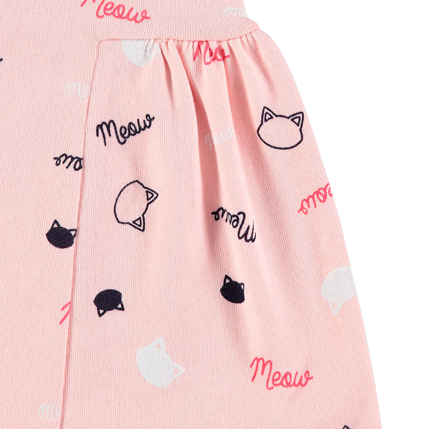 Robe en molleton manches courtes avec motifs fantaisie printés 