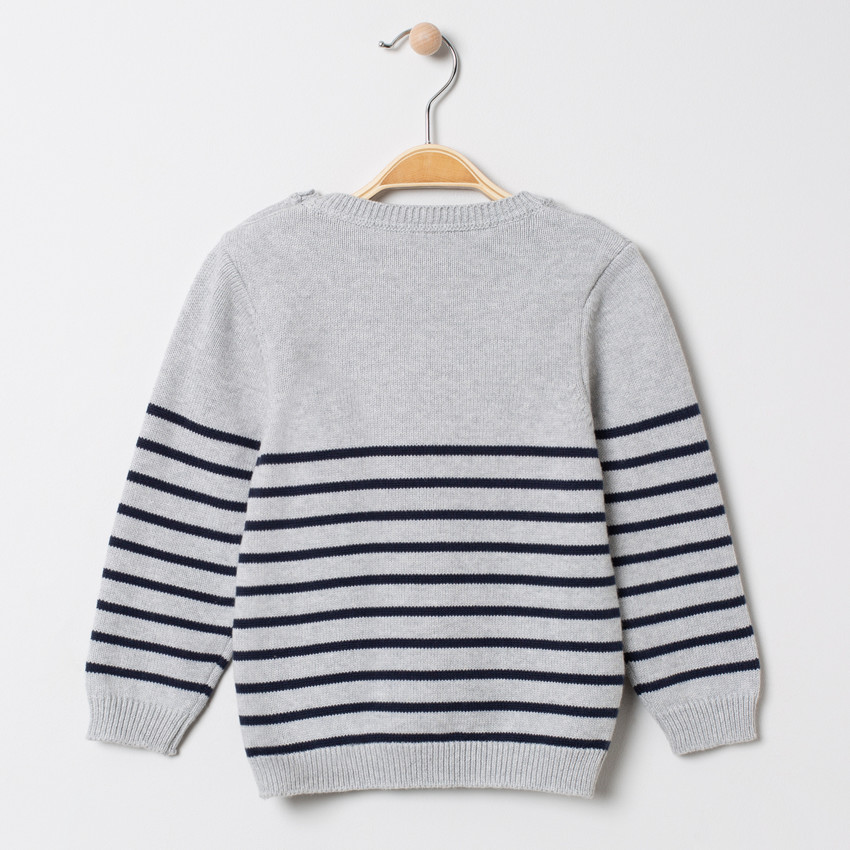 Pull en tricot rayé avec Smiley brodé 