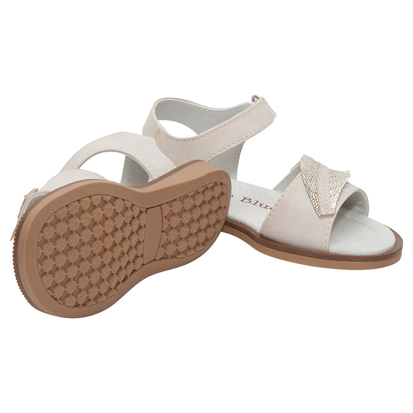 Sandalen met ledereffect en inzetstuk in de vorm van een gouden blaadje 