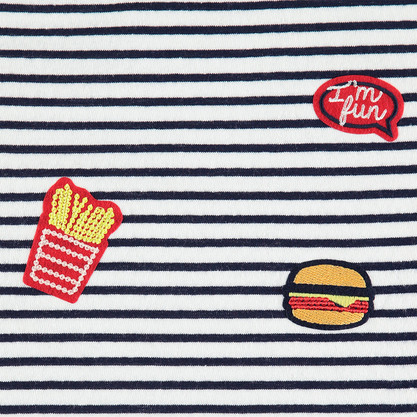 Junior - Sweat en molleton rayé avec badges junk food 
