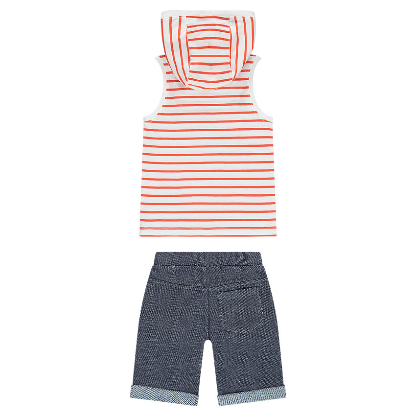 Ensemble avec débardeur rayé à capuche print Warner Superman et bermuda en molleton 