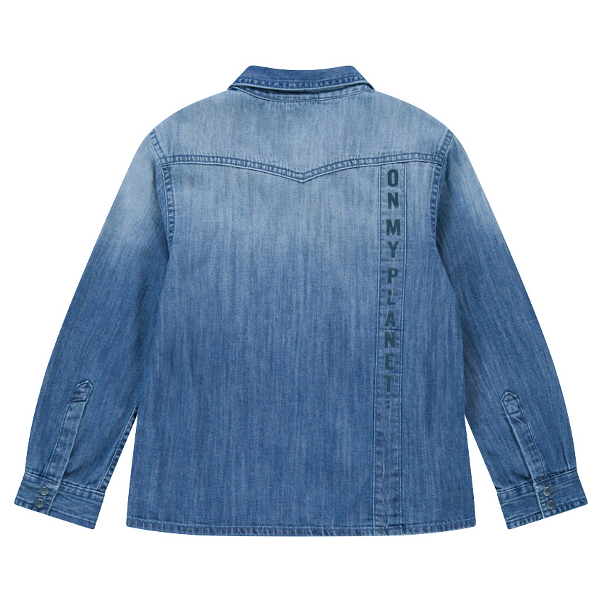 Junior - Chemise manches longues effet used avec inscription printée au dos 