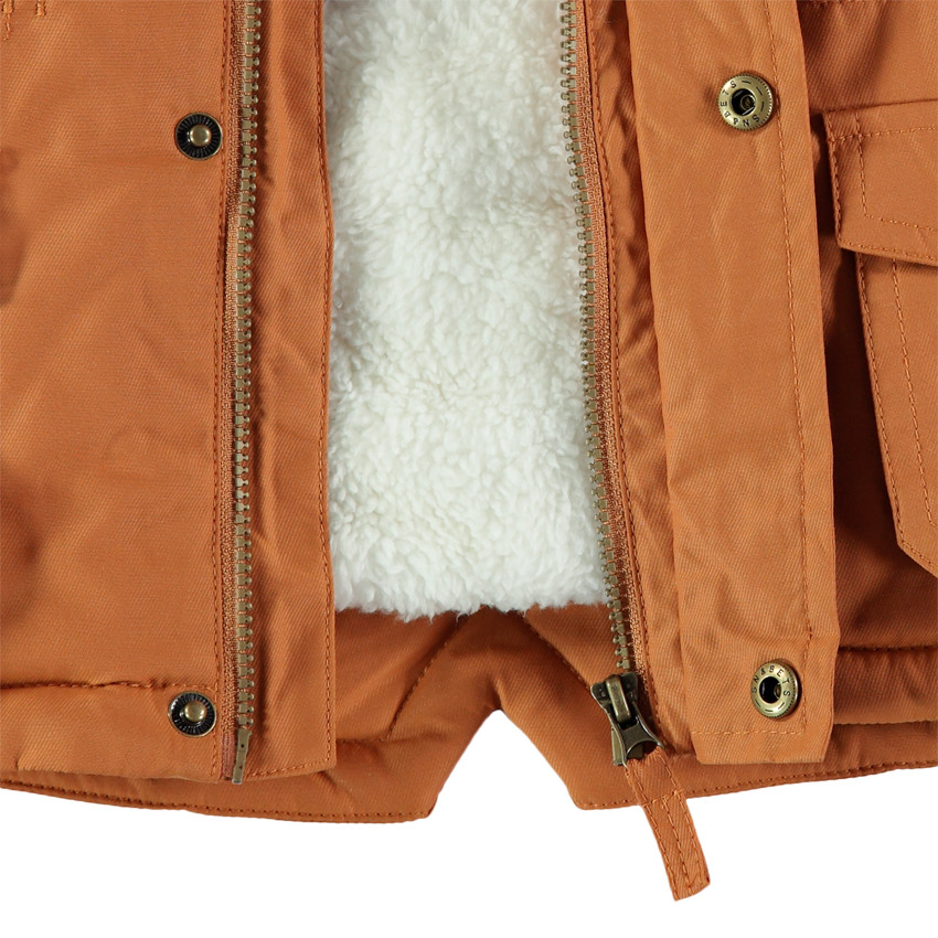 Parka en toile doublée sherpa à capuche amovible 