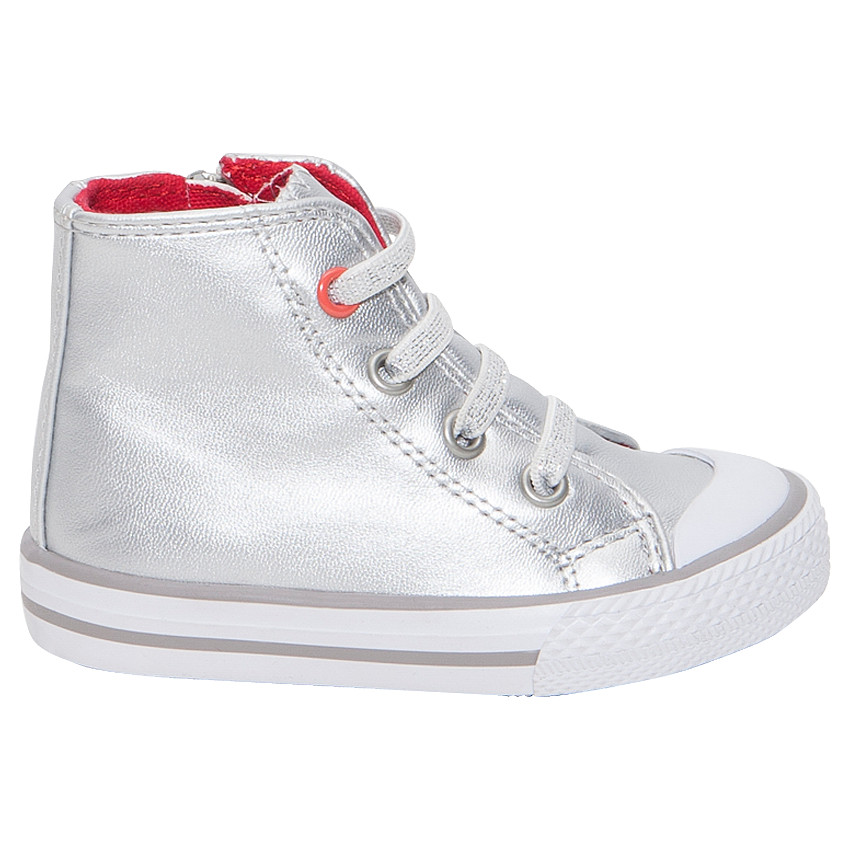 Baskets montantes argentées à zip et lacets élastiqués 