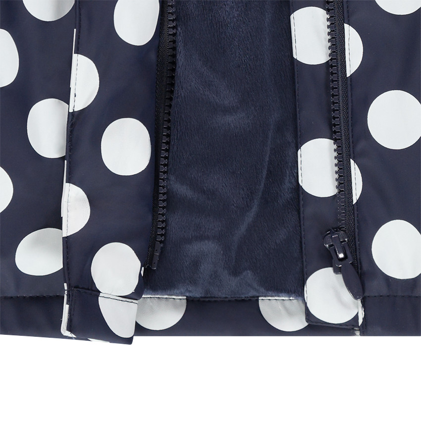 Coupe-vent en gomme à pois all-over doublé sherpa 