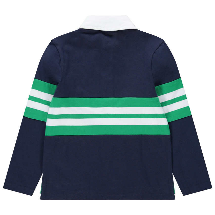 Junior - Polo manches longues en jersey à bandes contrastées 