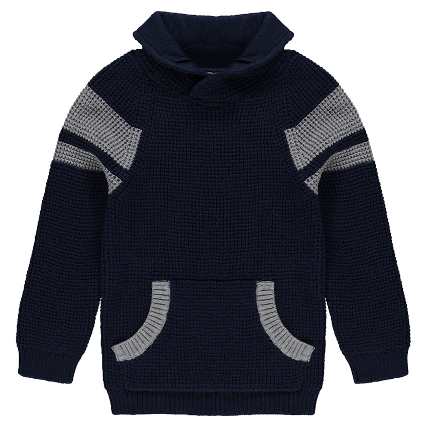 Pull en tricot manches longues avec poche kangourou 