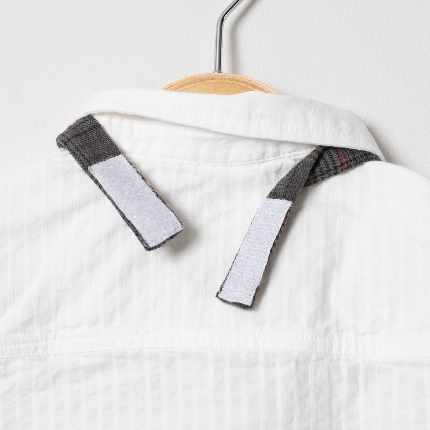 Ensemble avec chemise à cravate amovile et pantalon en Prince de Galles 