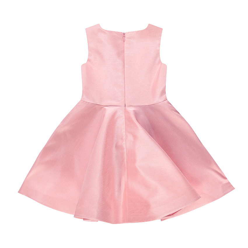 Robe de cérémonie manches courtes avec noeud et volants 