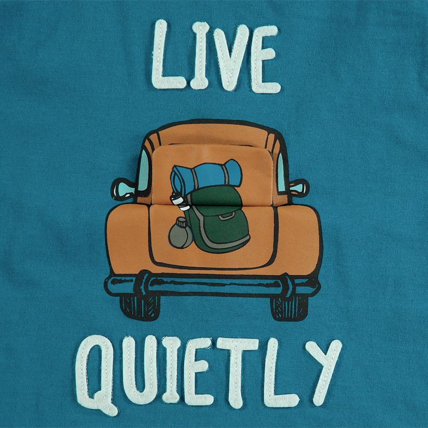 Tee-shirt manches longues en jersey avec voiture printée coffre fantaisie 