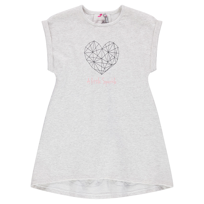 Robe manches courtes en molleton avec coeur et papillon printés 