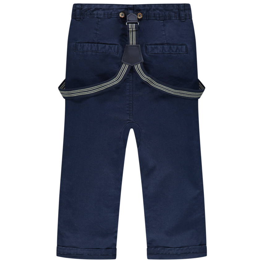 Pantalon en toile surteint avec bretelles élastiquées amovibles 