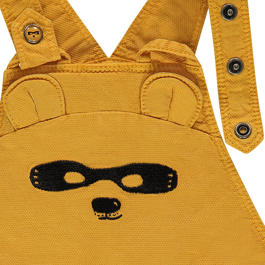 Salopette longue en toile fantaisie avec masque brodé 