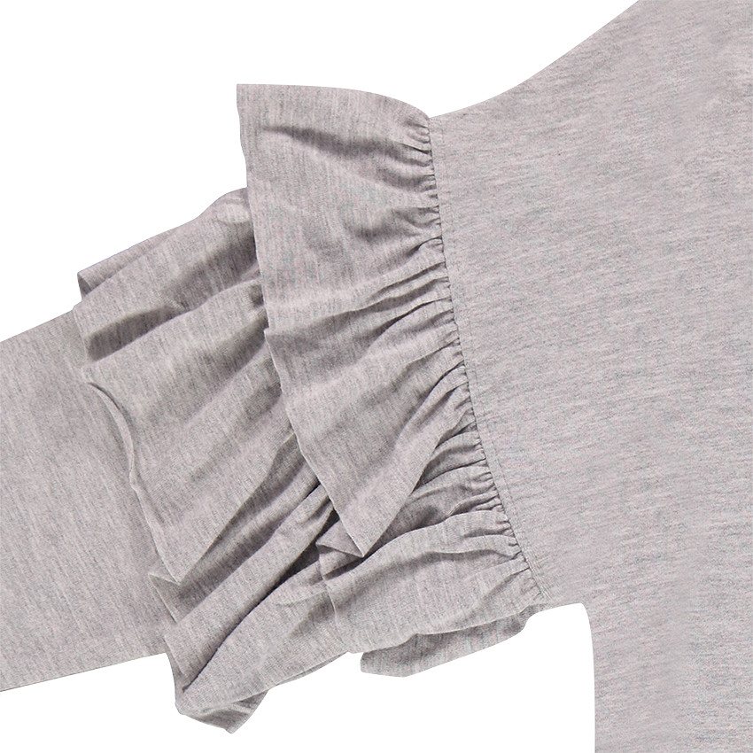 Tee-shirt manches 3/4 volantées avec inscription en sequins 