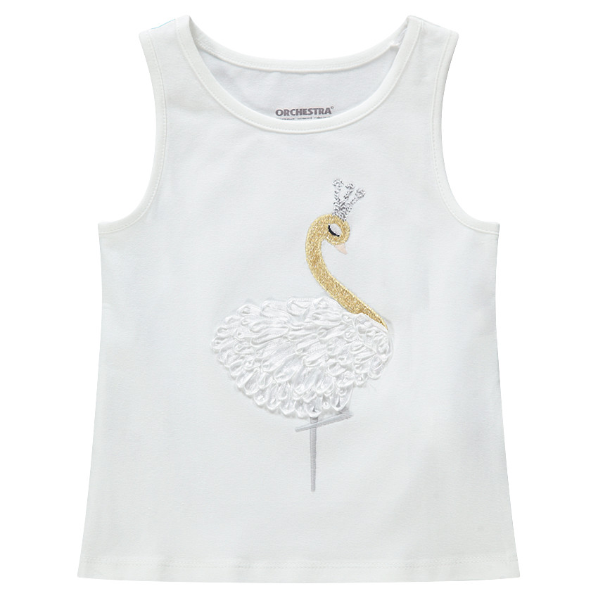 Débardeur uni avec cygne brodé 