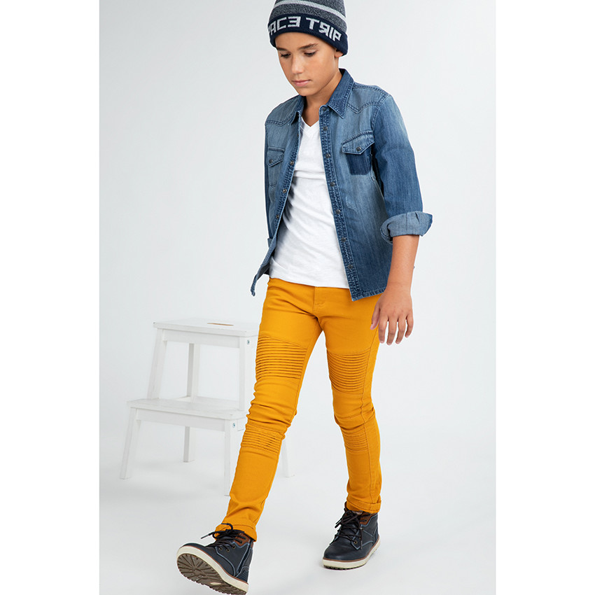 Junior - Chemise manches longues effet used avec inscription printée au dos 