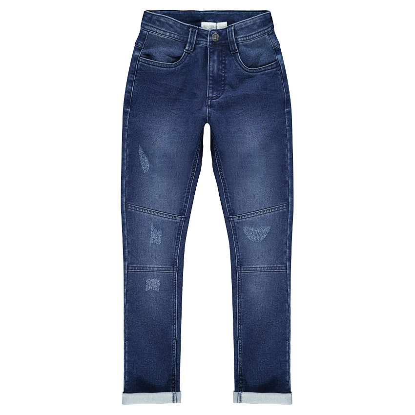 Junior - Jeans effet used et crinkle avec découpes sur les jambes 