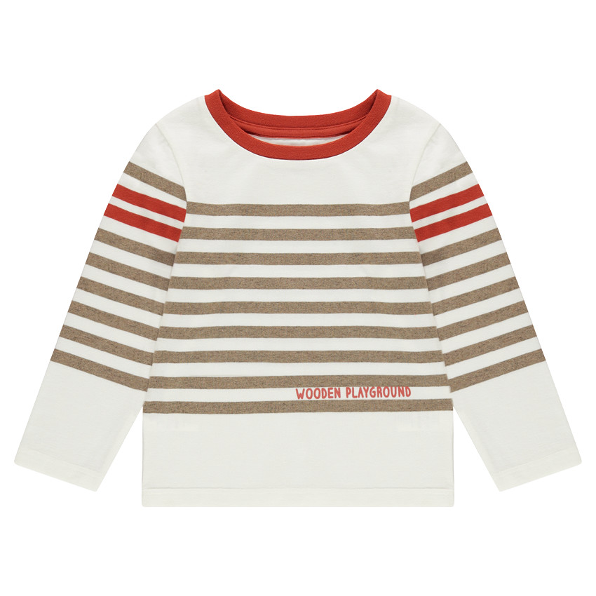 Marinière en coton avec rayures contrastées et inscription printée 