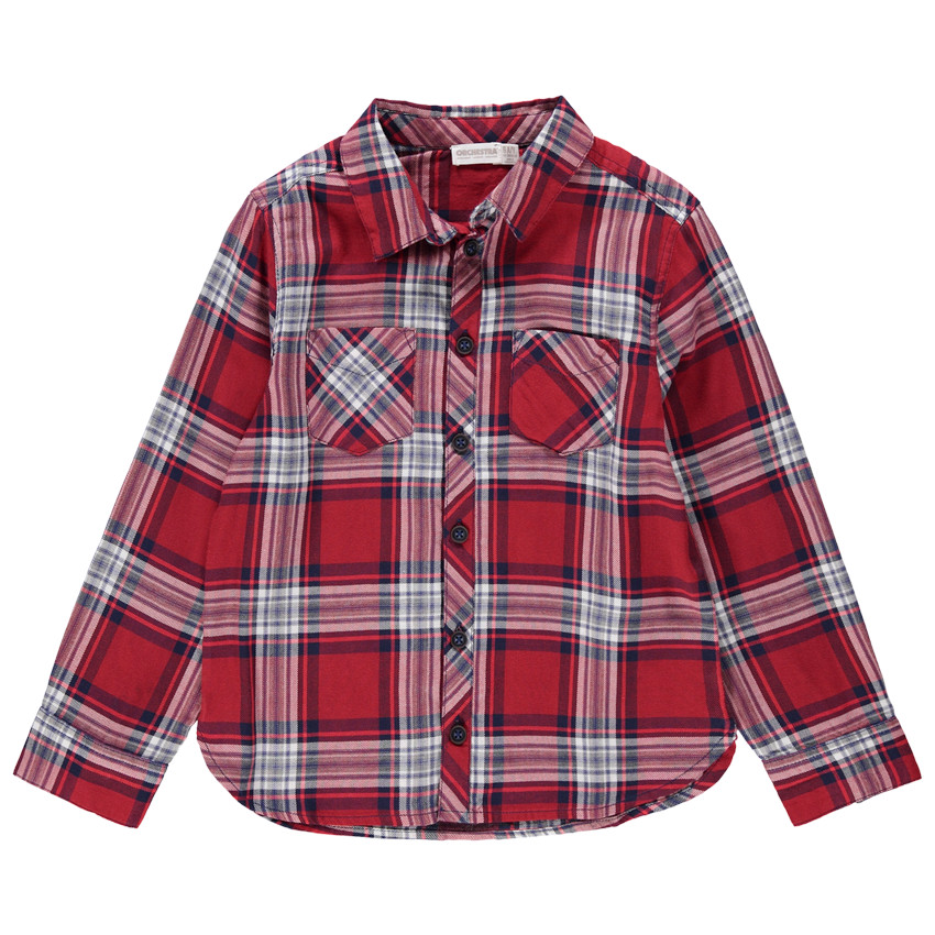 Chemise manches longues à larges carreaux contrastés 