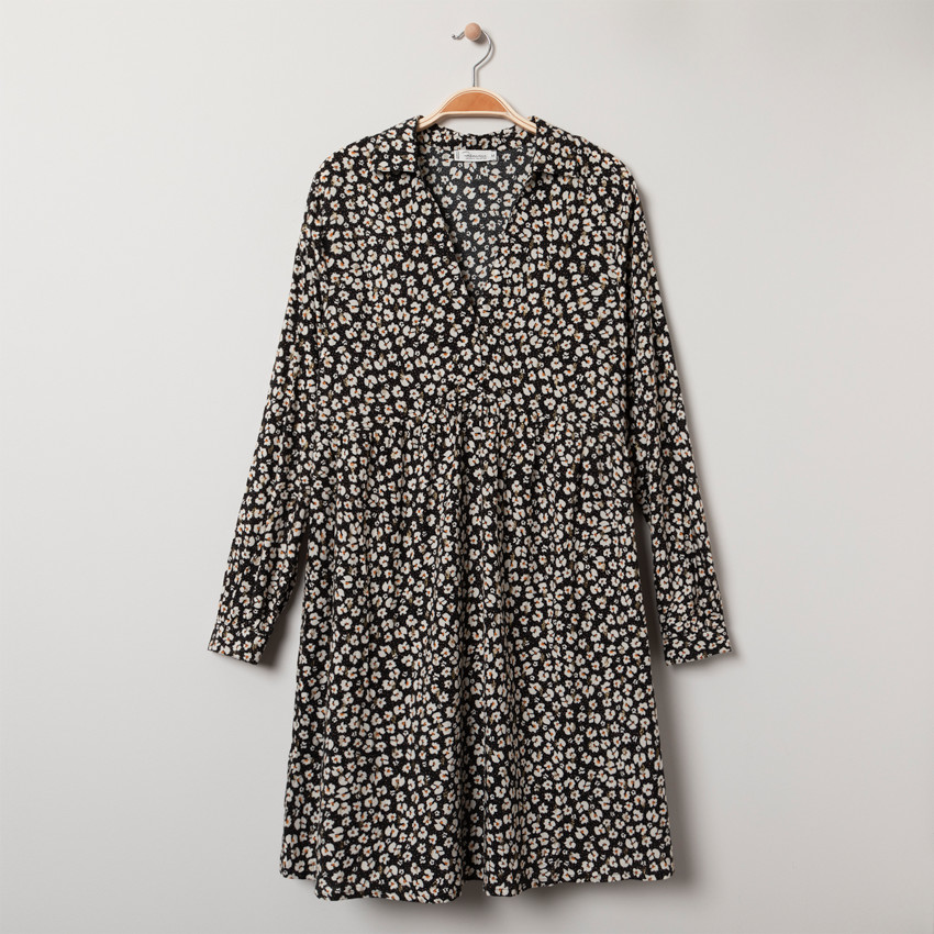Robe de grossesse manches longues imprimée fleurs all-over 