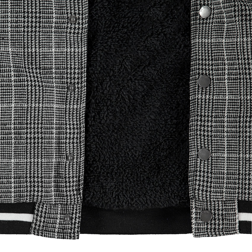 Blouson esprit teddy avec manches en simili et motif pied de poule 