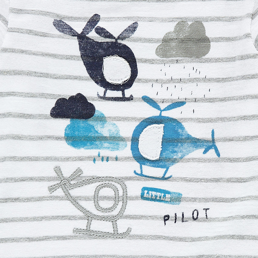 Tee-shirt manches longues effet 2 en 1 avec hélicoptères printés 