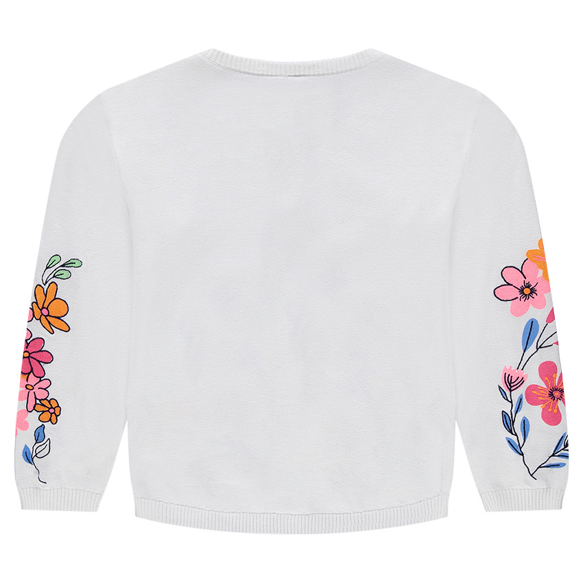Gilet en tricot avec fleurs printées et détails brodés 