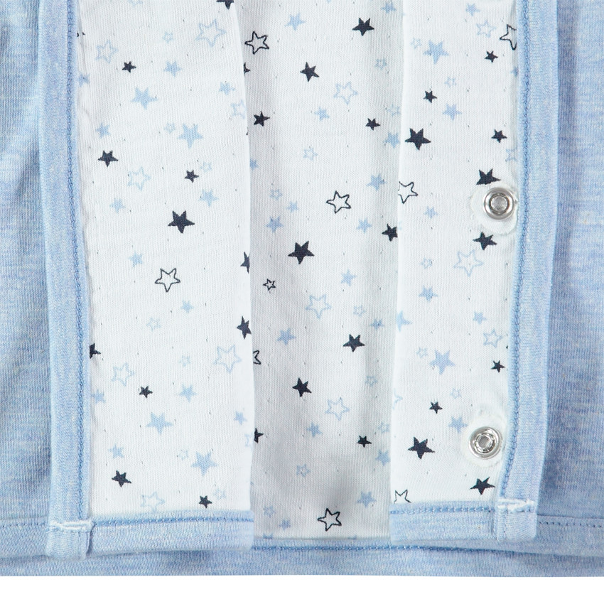 Gilet à capuche chiné avec doublure étoilée et éléphant patché 